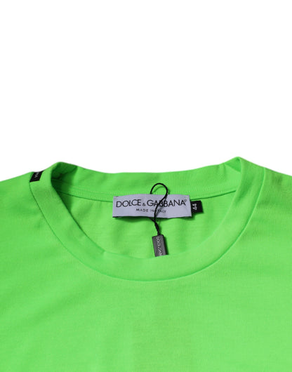 Dolce & Gabbana Green Logo Polyester Crew Neck T-shirt - IT44 | XS