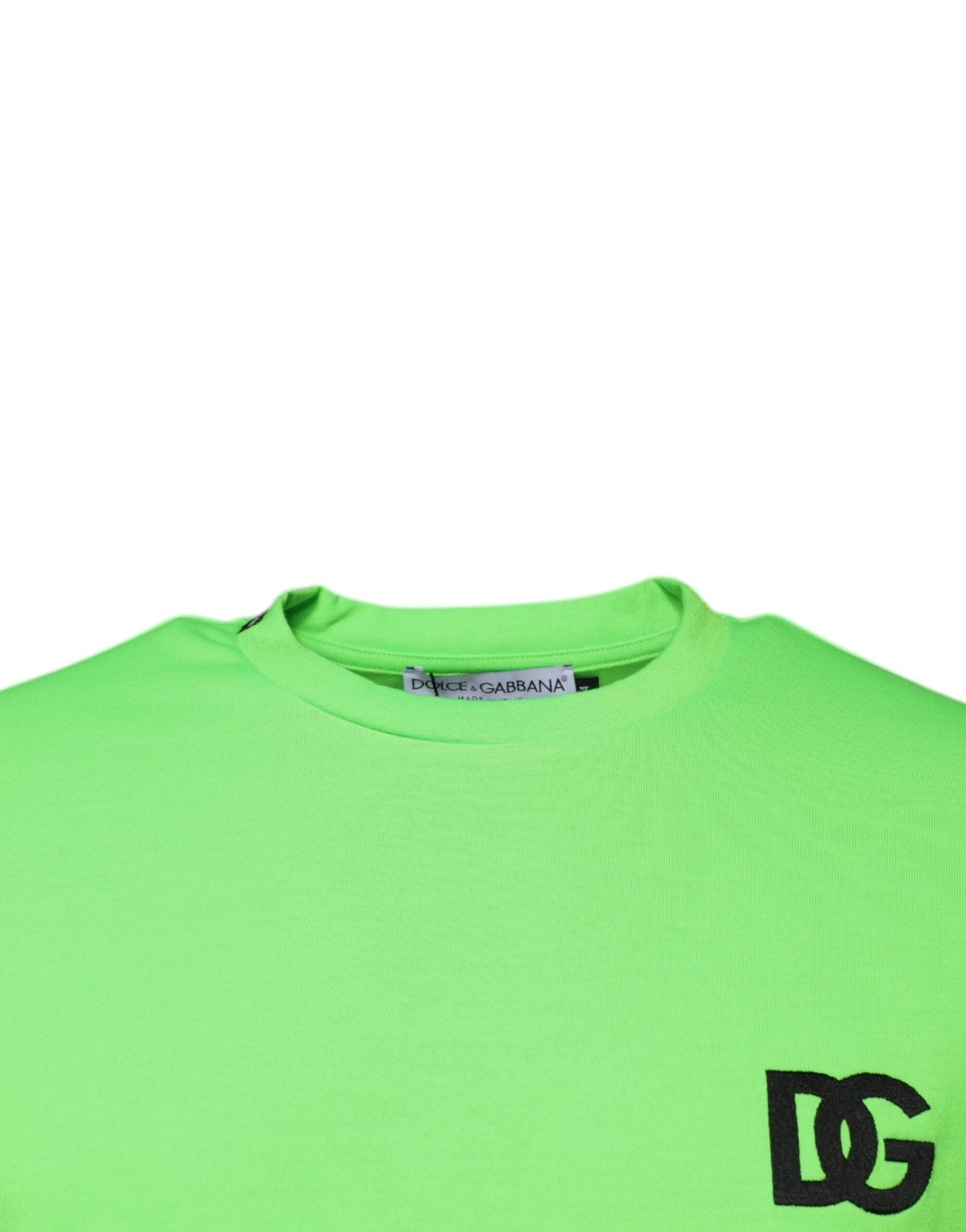 Dolce & Gabbana Green Logo Polyester Crew Neck T-shirt - IT44 | XS