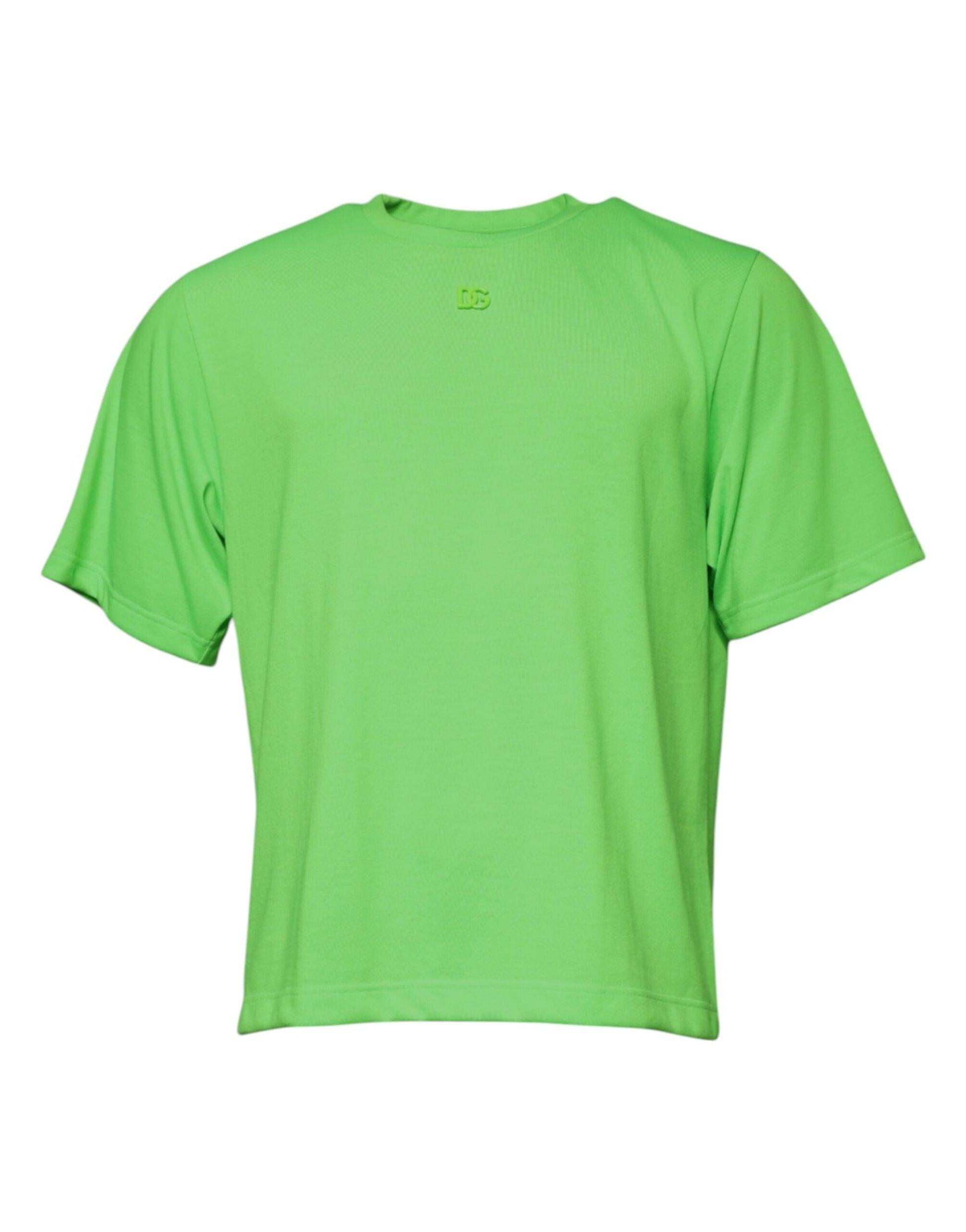 Dolce & Gabbana Green Logo Polyester Crew Neck T-shirt - IT48 | M