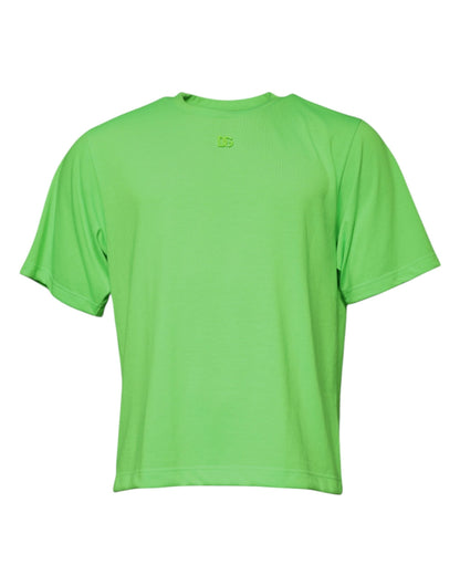 Dolce & Gabbana Green Logo Polyester Crew Neck T-shirt - IT48 | M