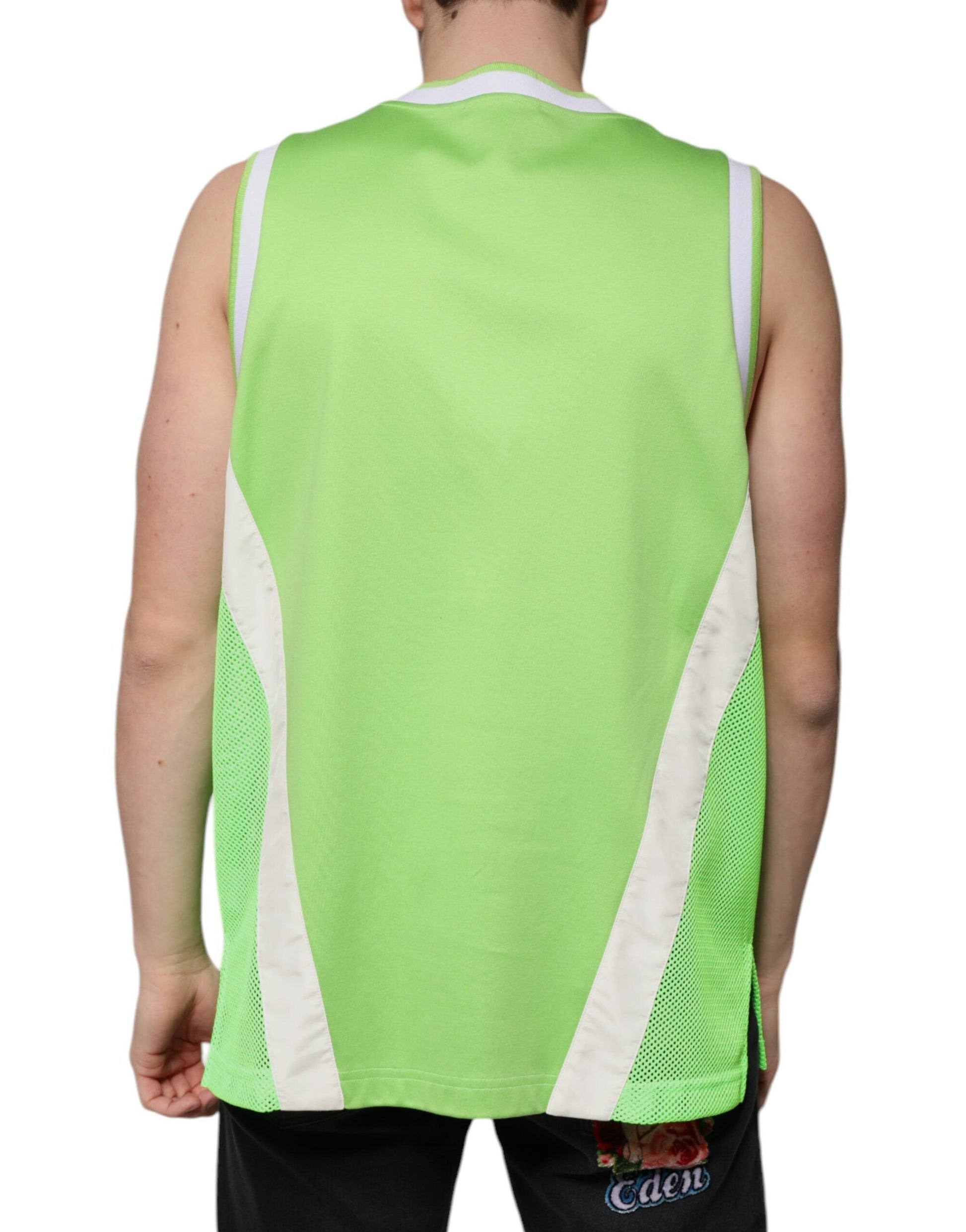 Dolce & Gabbana Green Polyester Jersey Sleeveless T-shirt - IT48 | M