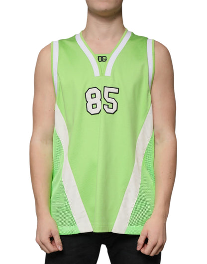 Dolce & Gabbana Green Polyester Jersey Sleeveless T-shirt - IT48 | M