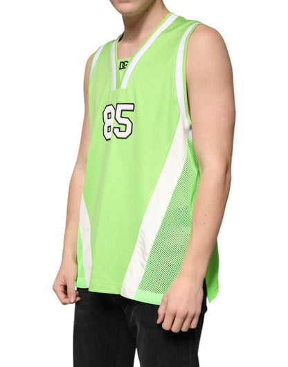 Dolce & Gabbana Green Polyester Jersey Sleeveless T-shirt - IT48 | M