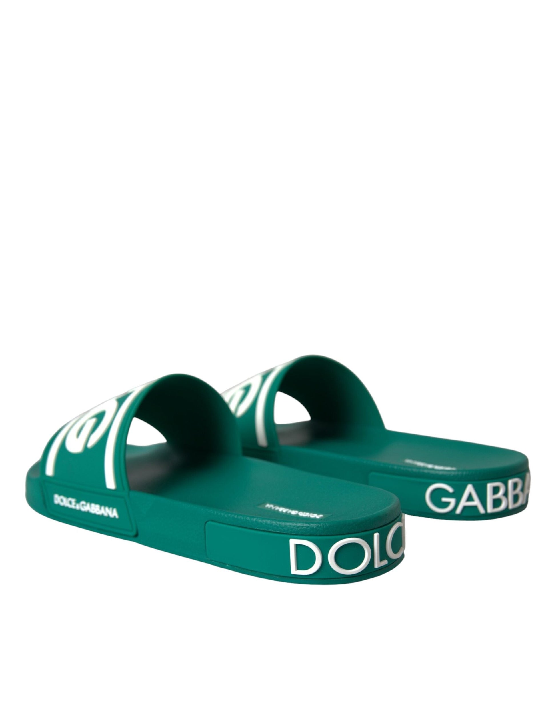 Dolce & Gabbana Green White Sandals Rubber Beachwear Shoes - EU47 /US14