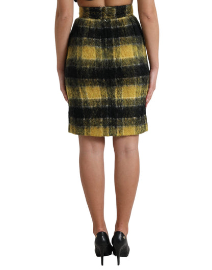 Dolce & Gabbana High Waist Check Print Silk-Lined Mini Skirt - IT40|S