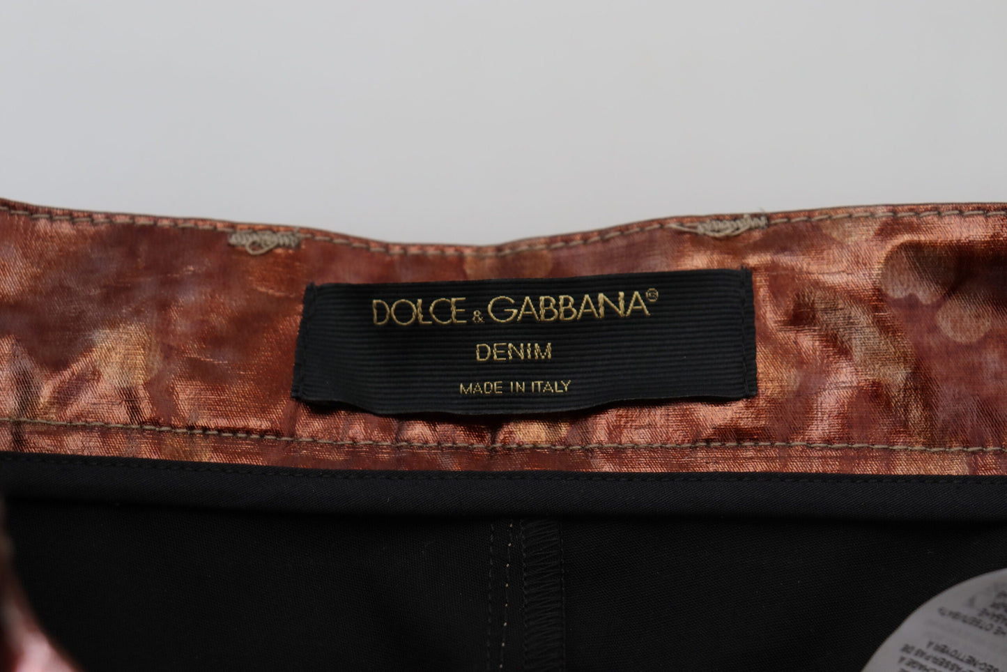 Dolce & Gabbana High Waist Skinny Jeans in Metallic Bronze - IT40|S