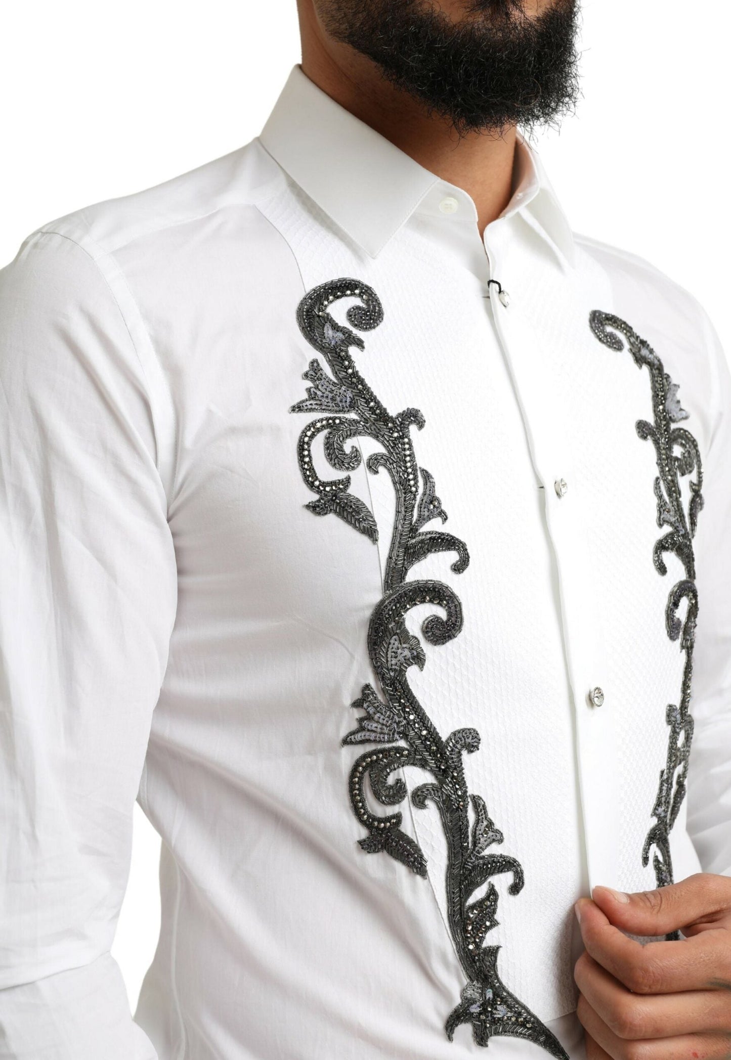 Dolce & Gabbana Italian Designer Slim Fit Tuxedo Shirt - IT38 | XS