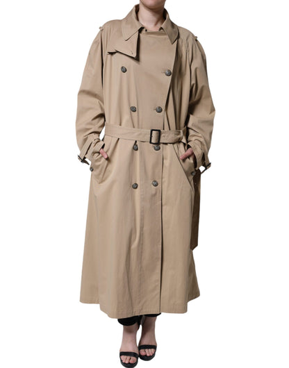 Dolce & Gabbana Khaki Double Breasted Trench Coat Jacket - IT40|S