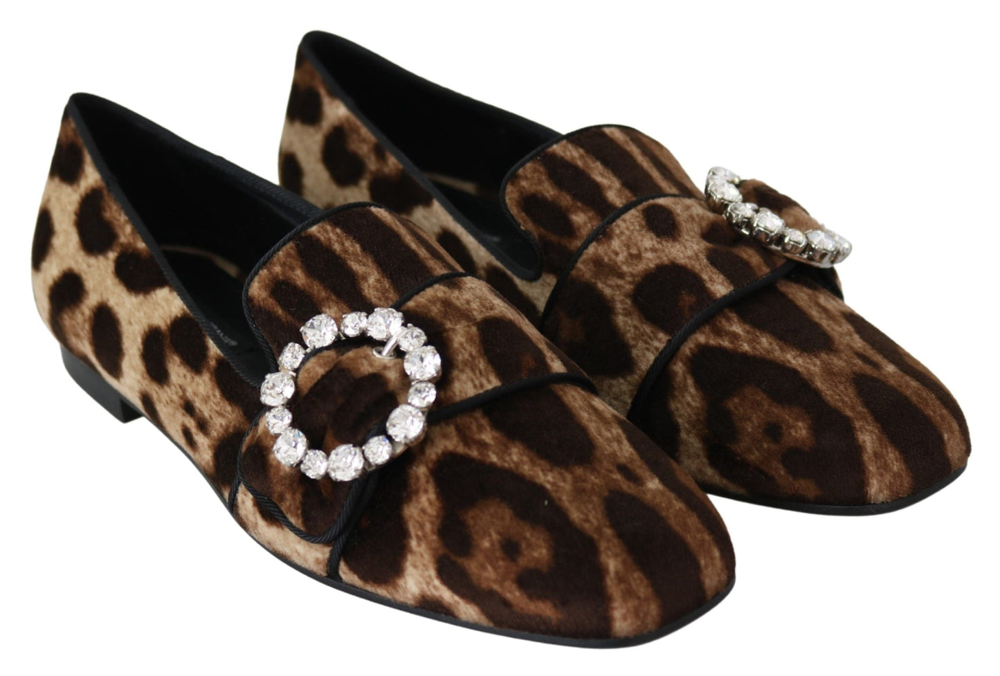 Dolce & Gabbana Leopard Print Crystal Embellished Loafers - EU35/US4.5