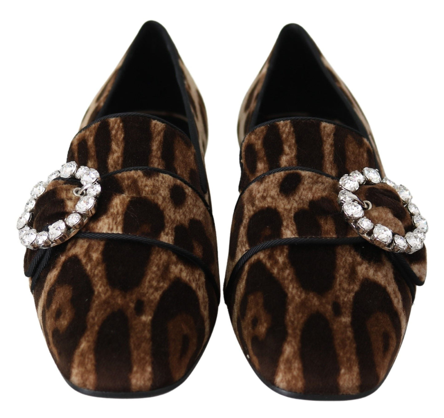 Dolce & Gabbana Leopard Print Crystal Embellished Loafers - EU35/US4.5