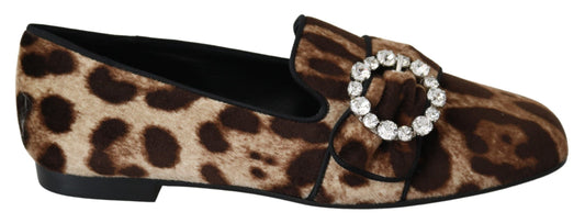 Dolce & Gabbana Leopard Print Crystal Embellished Loafers - EU35/US4.5