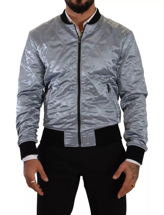 Dolce & Gabbana Light Blue Bomber Coat Men Jacket - IT50 | L