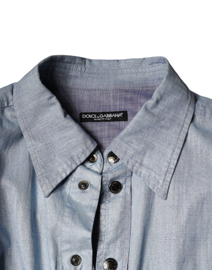 Dolce & Gabbana Light Blue Cotton Button Down Casual Shirt - IT39 | S