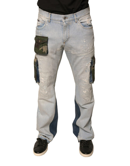 Dolce & Gabbana Light Blue Cotton Cargo Straight Denim Jeans - IT48 | M