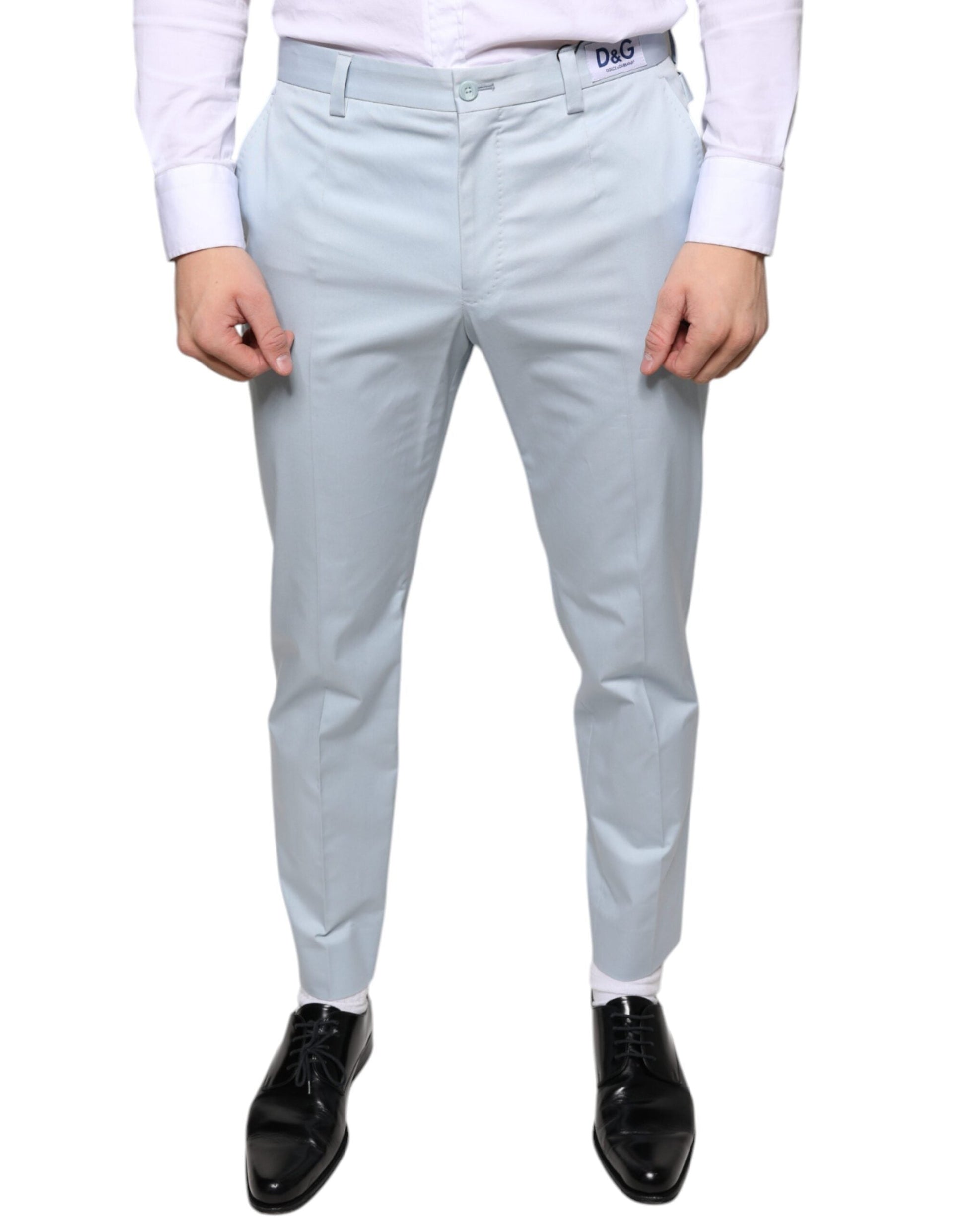 Dolce & Gabbana Light Blue Cotton Dress Pants - IT48 | M