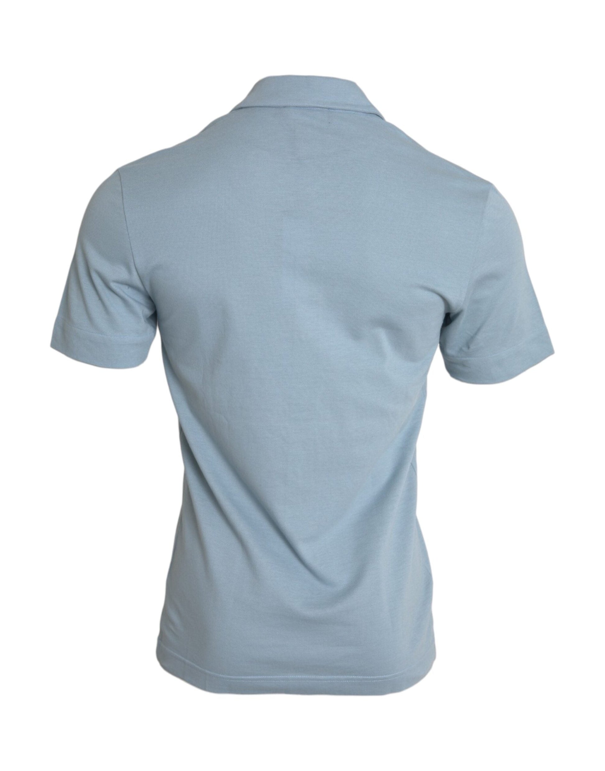 Dolce & Gabbana Light Blue Logo Cotton Collared Polo T-shirt - IT44 | XS