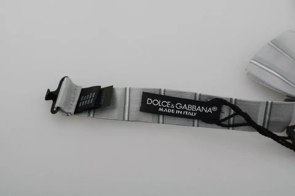 Dolce & Gabbana Light Gray Lining Adjustable Neck Butterfly Bow Tie