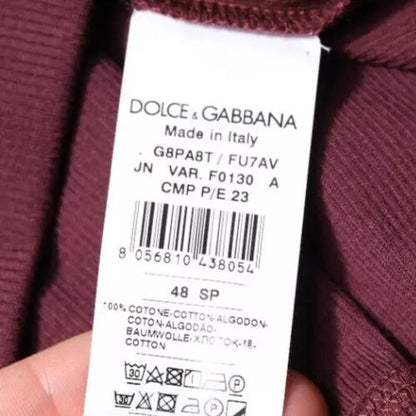 Dolce & Gabbana Maroon Cotton Sleeveless Round Neck Tank T-shirt - IT48 | M