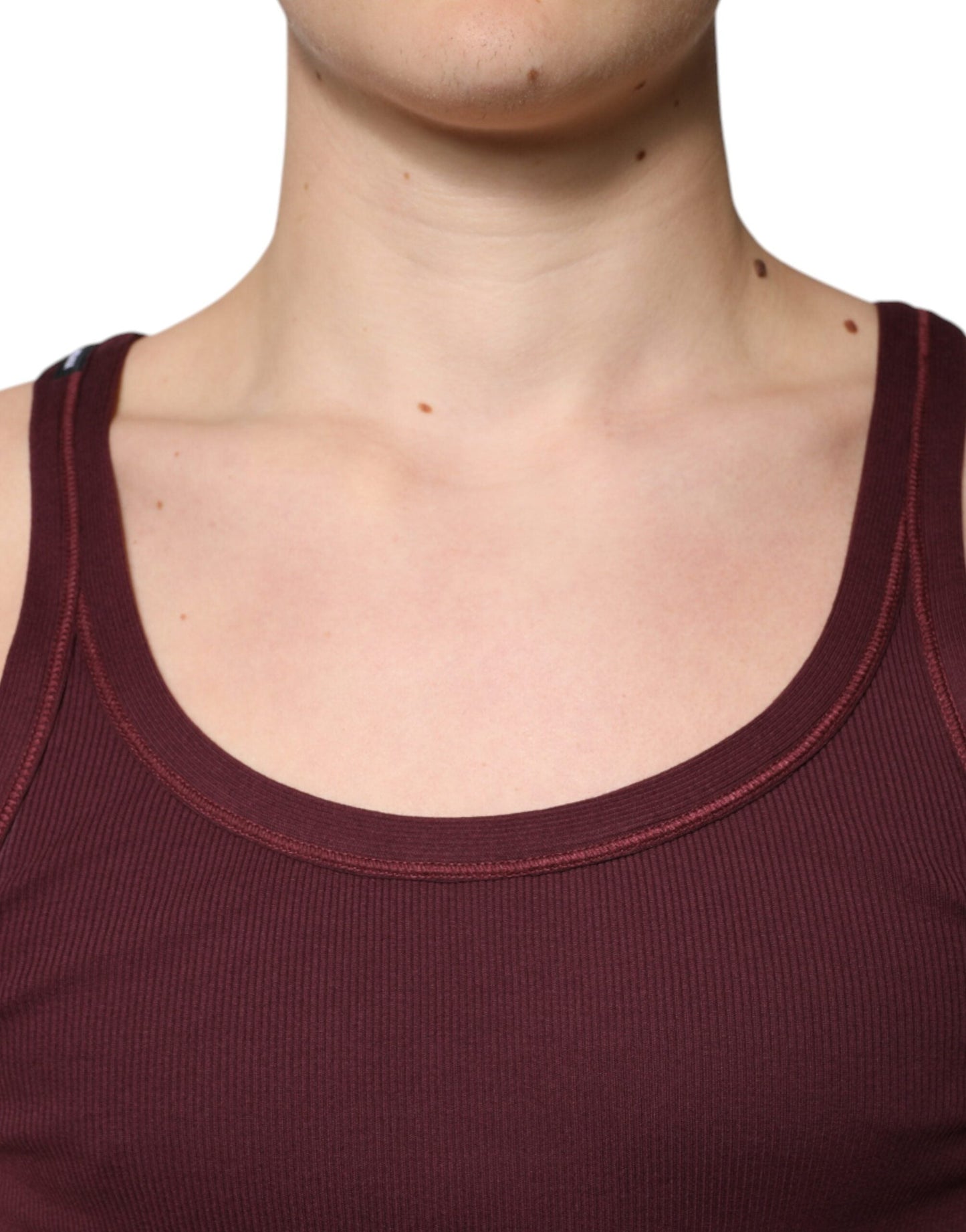 Dolce & Gabbana Maroon Cotton Sleeveless Round Neck Tank T-shirt - IT48 | M