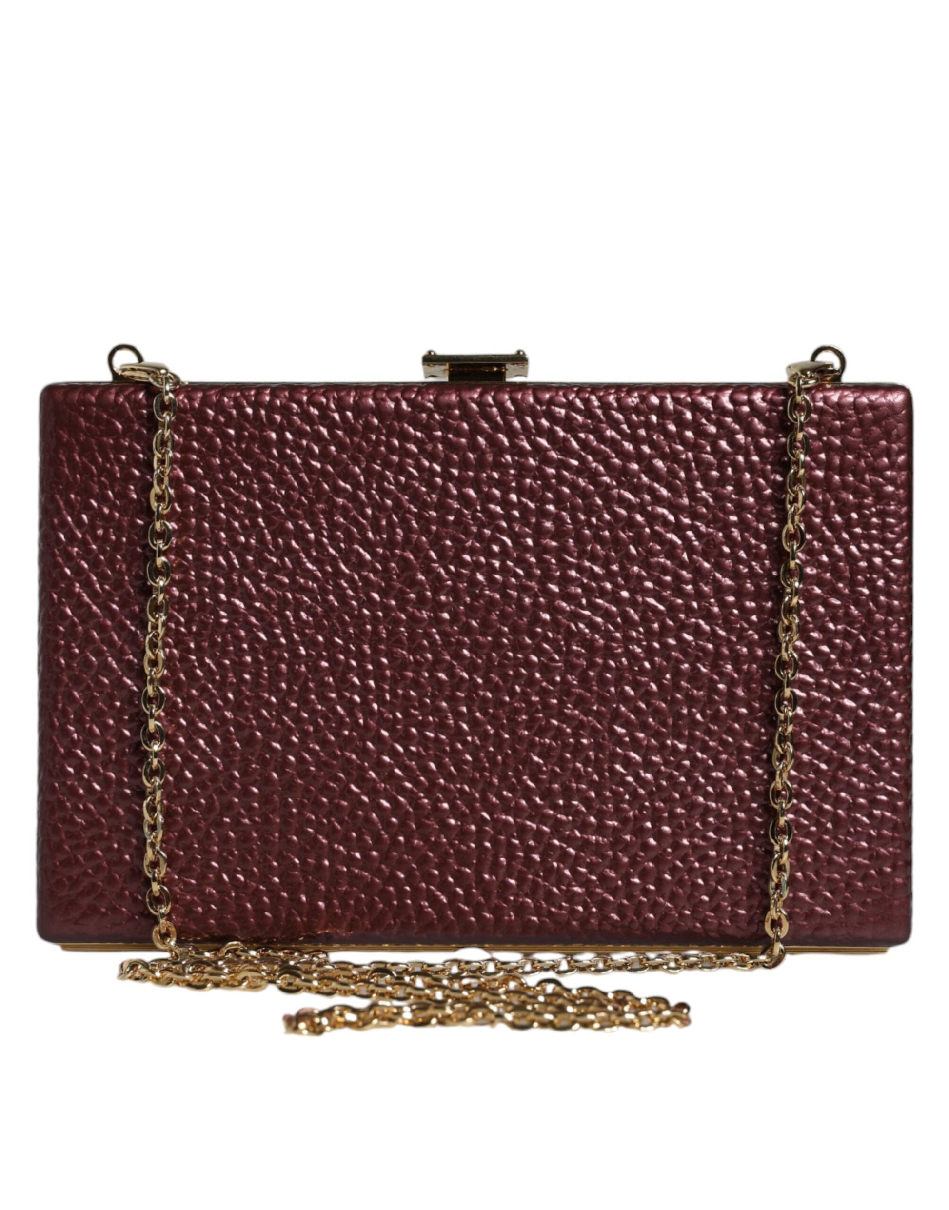 Dolce & Gabbana Maroon Leather Clutch Evening Crossbody Bag