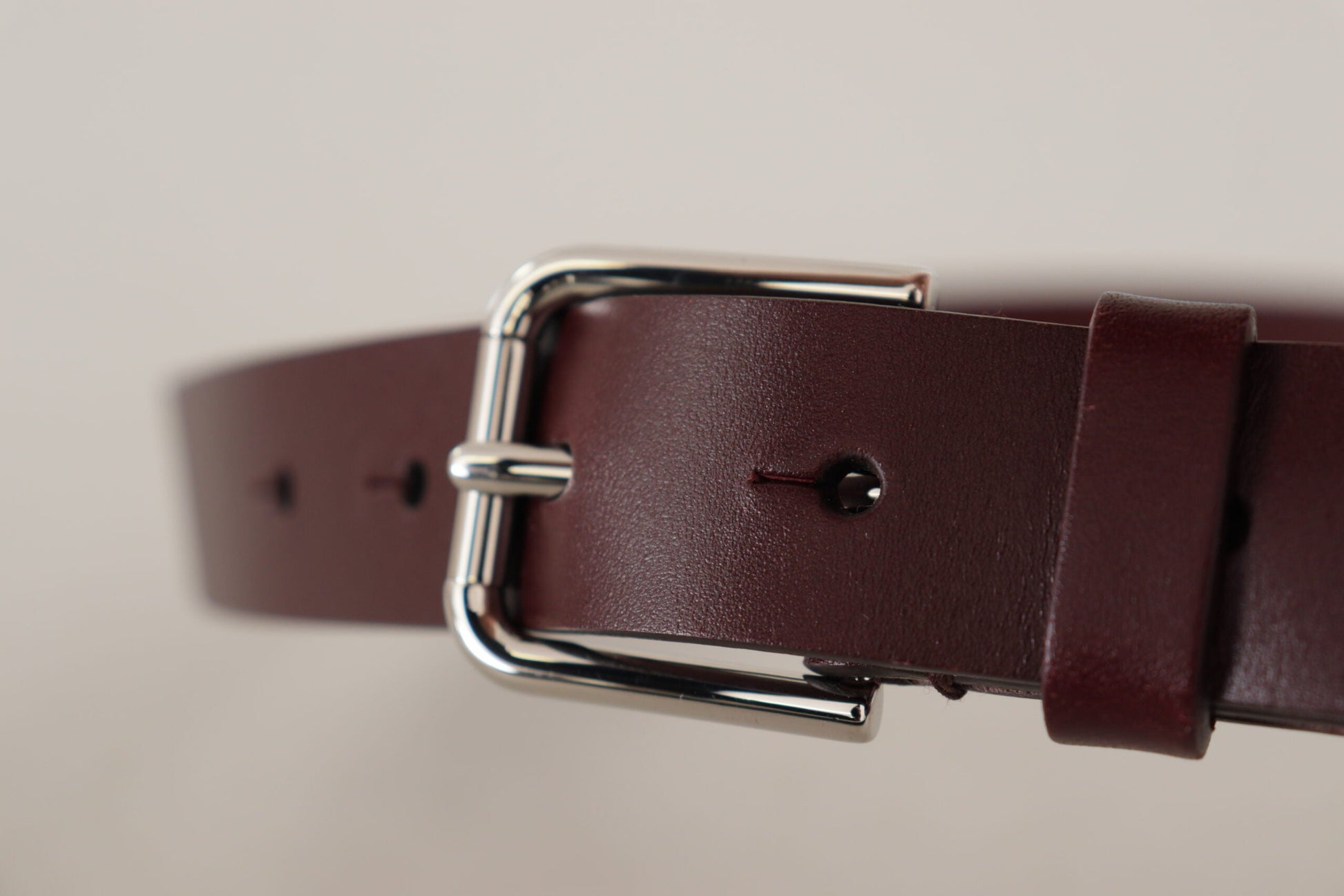 Dolce & Gabbana Maroon Luxe Leather Belt with Metal Buckle - 80 cm / 32 Inches