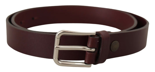 Dolce & Gabbana Maroon Luxe Leather Belt with Metal Buckle - 80 cm / 32 Inches