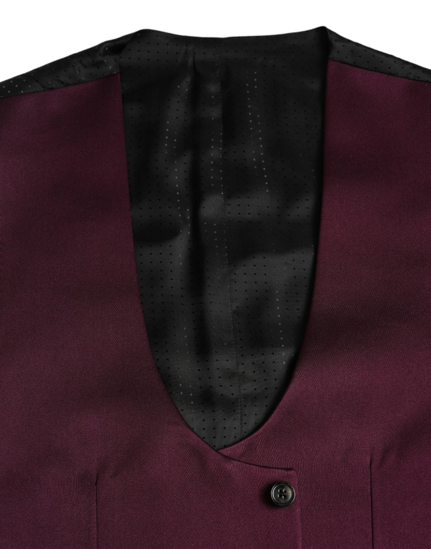 Dolce & Gabbana Maroon Satin Silk Waistcoat Dress Formal Vest - IT46 | S