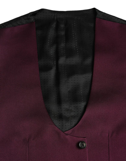 Dolce & Gabbana Maroon Satin Silk Waistcoat Dress Formal Vest - IT46 | S