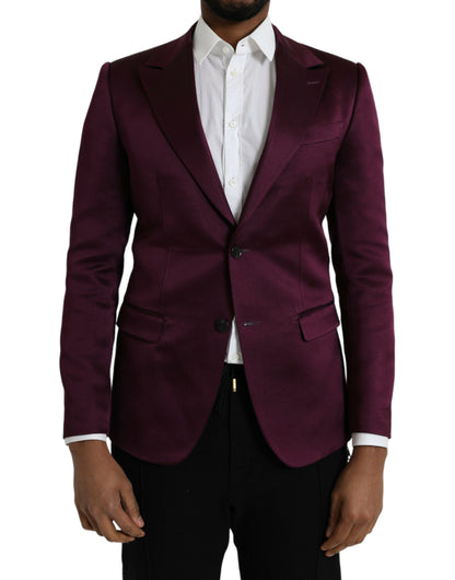 Dolce & Gabbana Maroon Silk Single Breasted Coat Blazer - IT46 | S