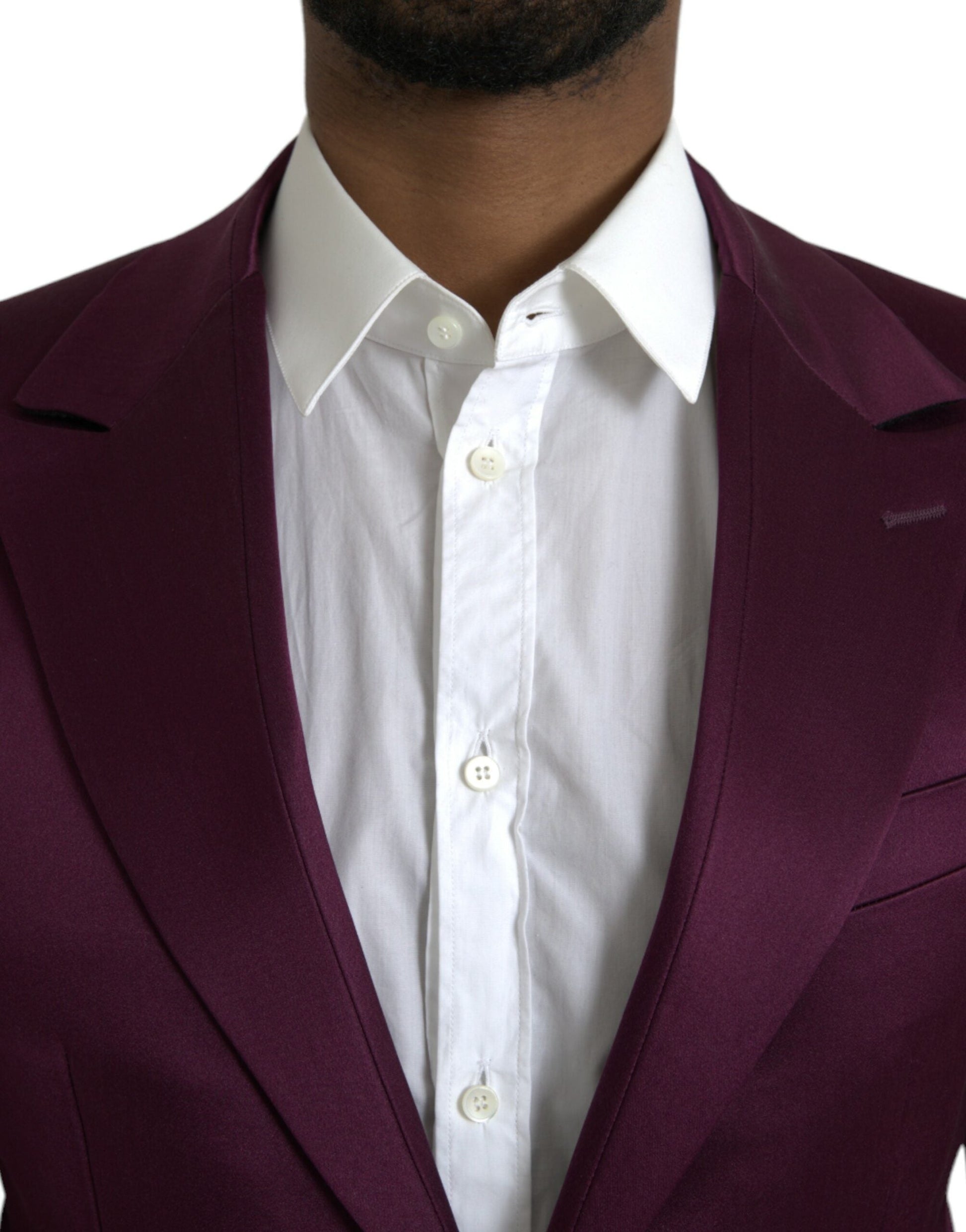 Dolce & Gabbana Maroon Silk Single Breasted Coat Blazer - IT46 | S