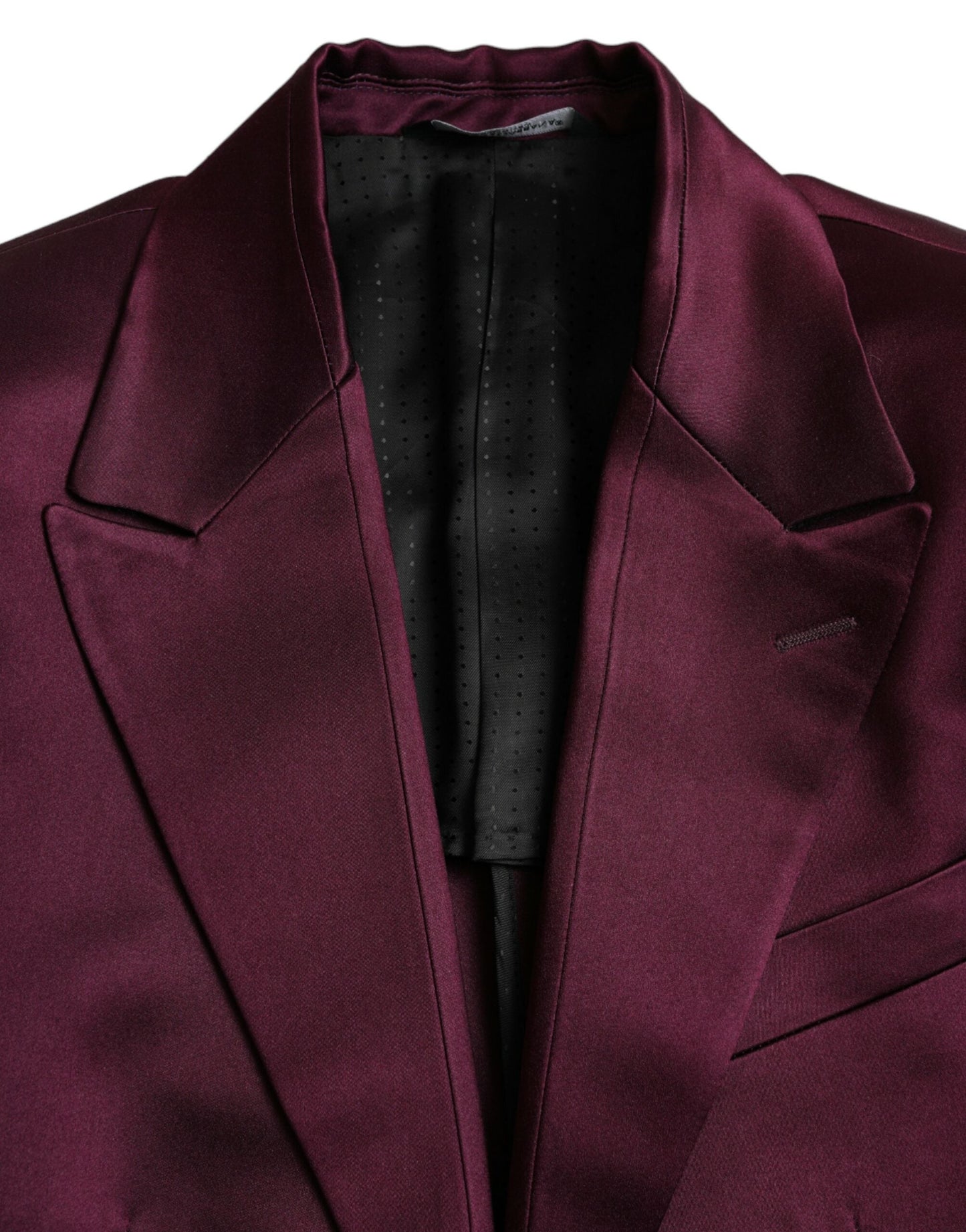 Dolce & Gabbana Maroon Silk Single Breasted Coat Blazer - IT46 | S