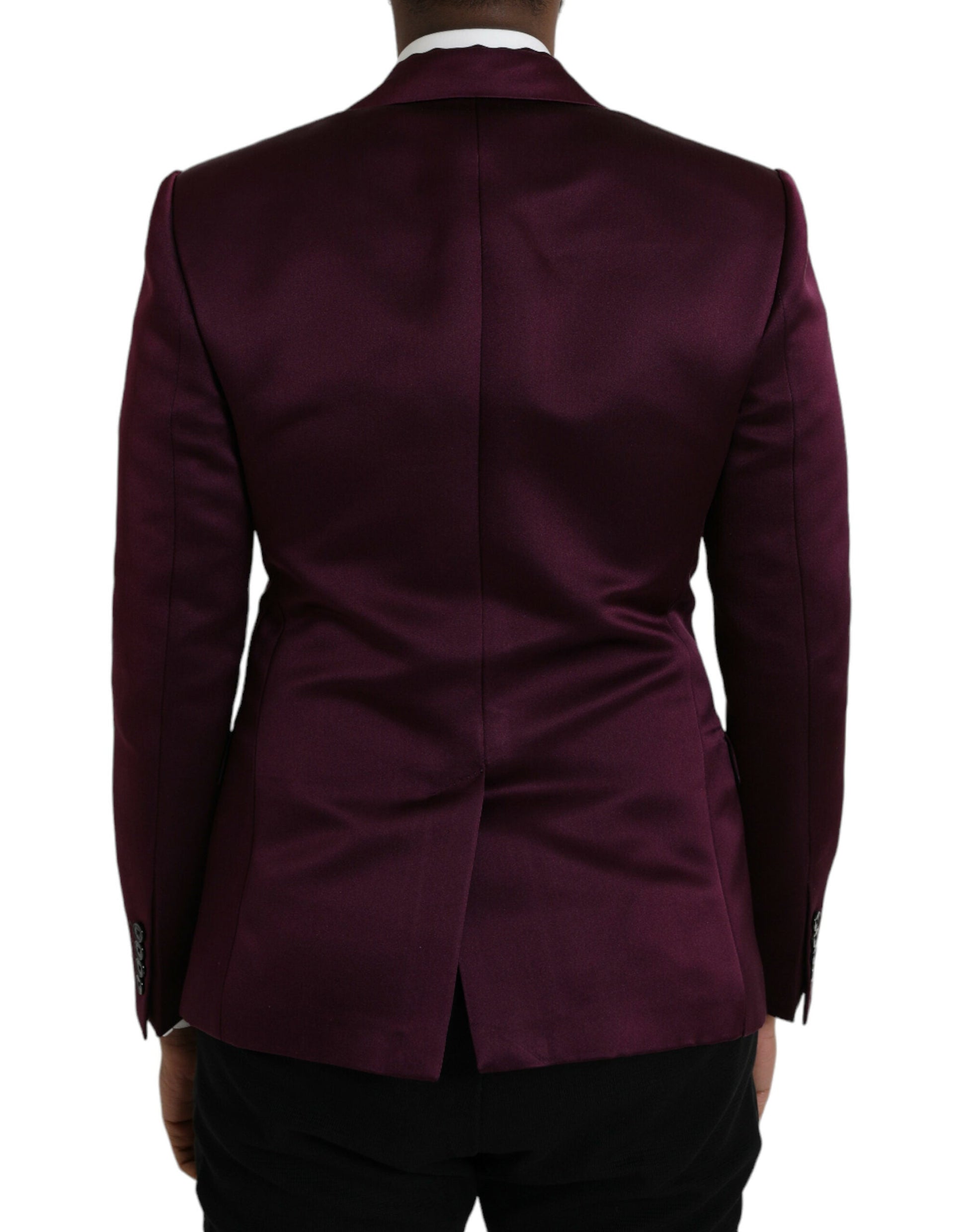 Dolce & Gabbana Maroon Silk Single Breasted Coat Blazer - IT46 | S