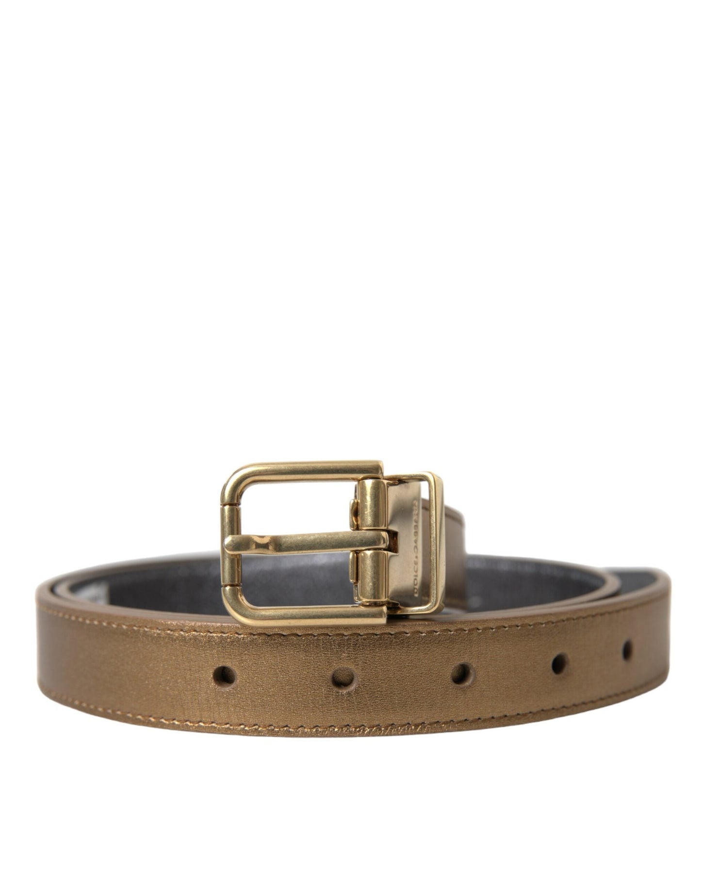 Dolce & Gabbana Metallic Gold Leather Belt - Timeless Elegance - 85 cm / 34 Inches