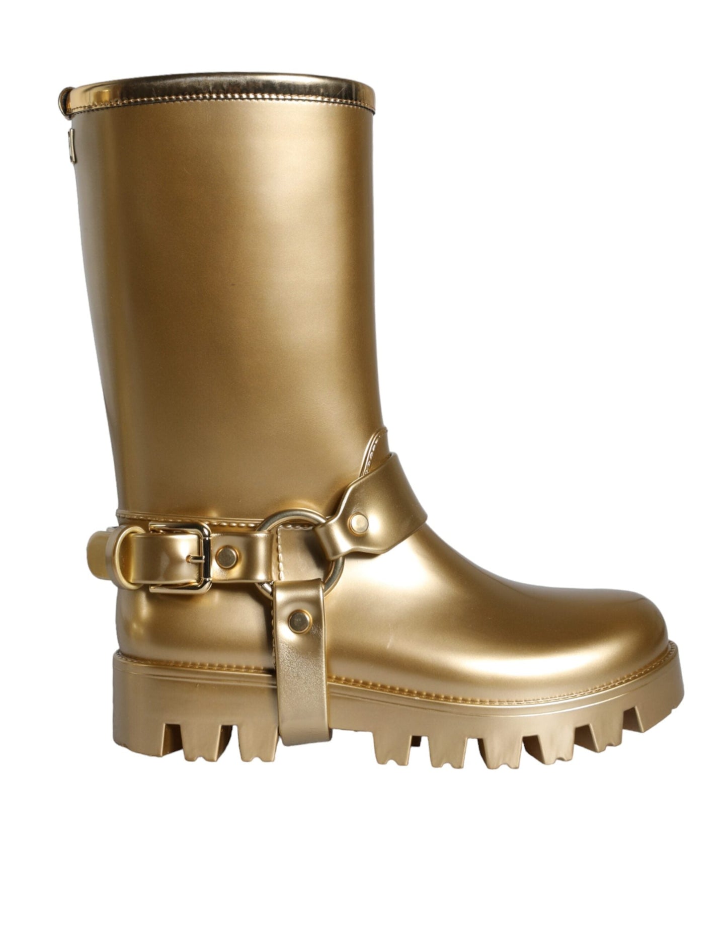 Dolce & Gabbana Metallic Gold Rubber PVC Rain Boots Shoes - EU37/US6.5