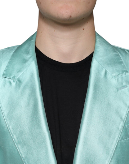 Dolce & Gabbana Mint Green Silk Single Breasted Coat Blazer - IT50 | L