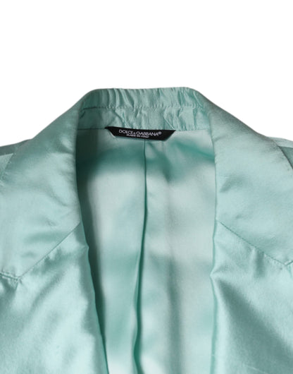 Dolce & Gabbana Mint Green Silk Single Breasted Coat Blazer - IT50 | L