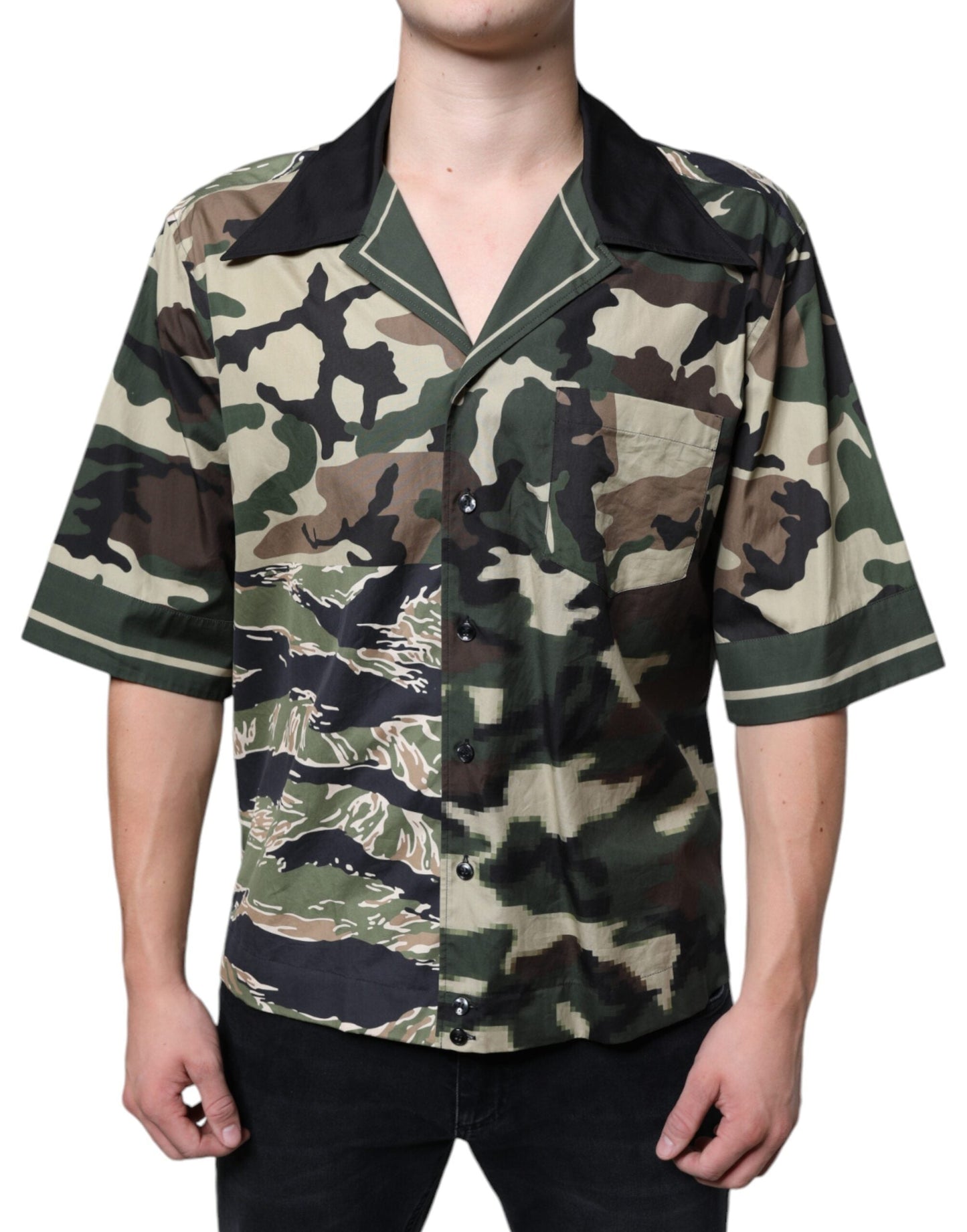 Dolce & Gabbana Multicolor Camouflage Button Down Men Casual Shirt - IT40 | M