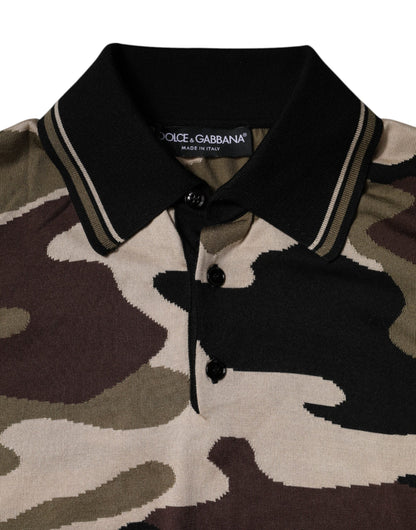 Dolce & Gabbana Multicolor Camouflage Collared Polo T-shirt - IT50 | L