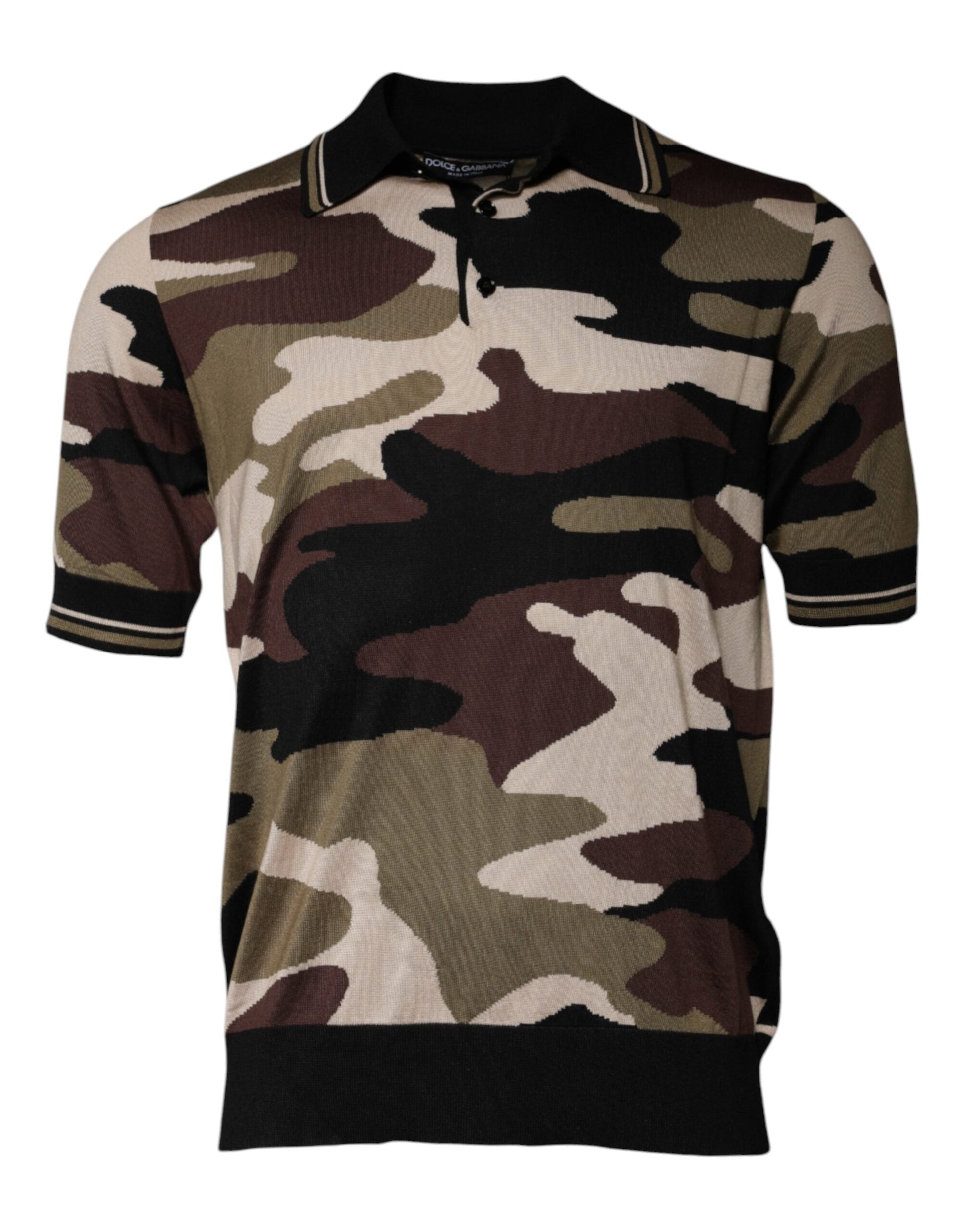 Dolce & Gabbana Multicolor Camouflage Collared Polo T-shirt - IT50 | L