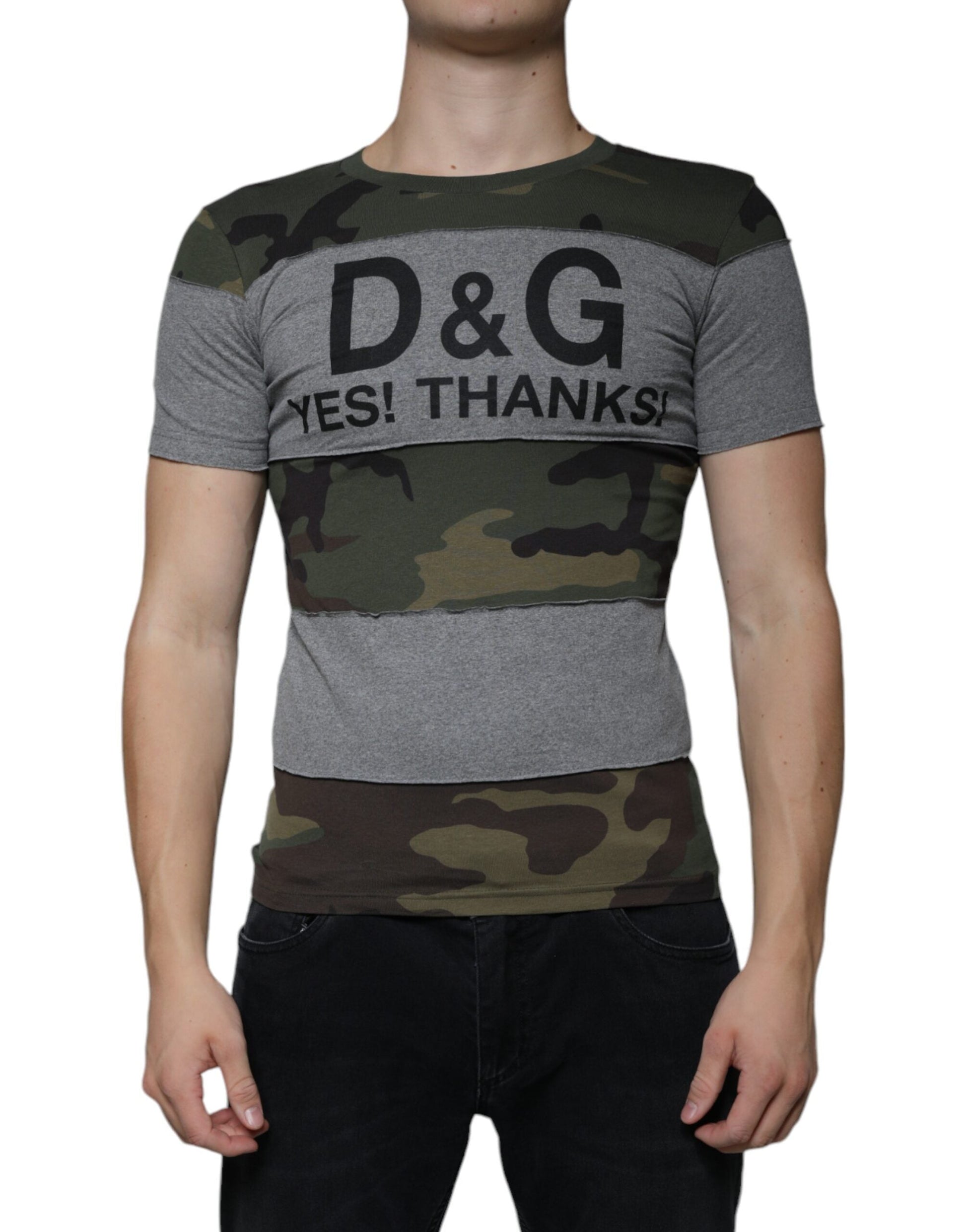 Dolce & Gabbana Multicolor Camouflage Cotton Crew Neck T-shirt - IT44 | XS