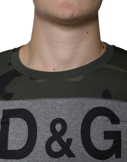 Dolce & Gabbana Multicolor Camouflage Cotton Crew Neck T-shirt - IT44 | XS