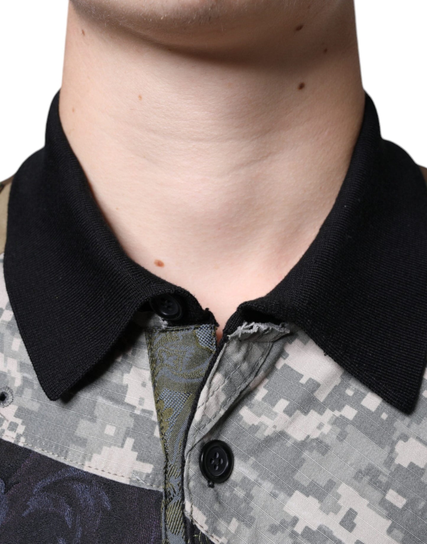 Dolce & Gabbana Multicolor Camouflage Patchwork Silk Polo T-shirt - IT48 | M