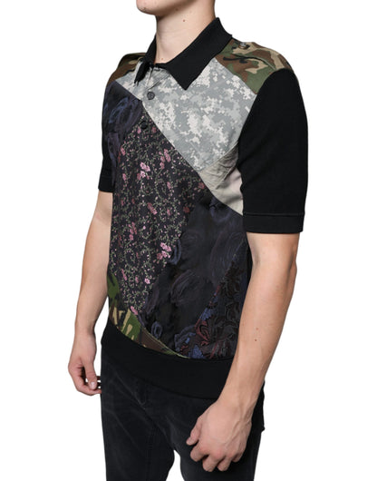 Dolce & Gabbana Multicolor Camouflage Patchwork Silk Polo T-shirt - IT48 | M