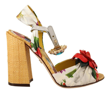 Dolce & Gabbana Multicolor Crystal Embellished Heel Sandals - EU38/US7.5