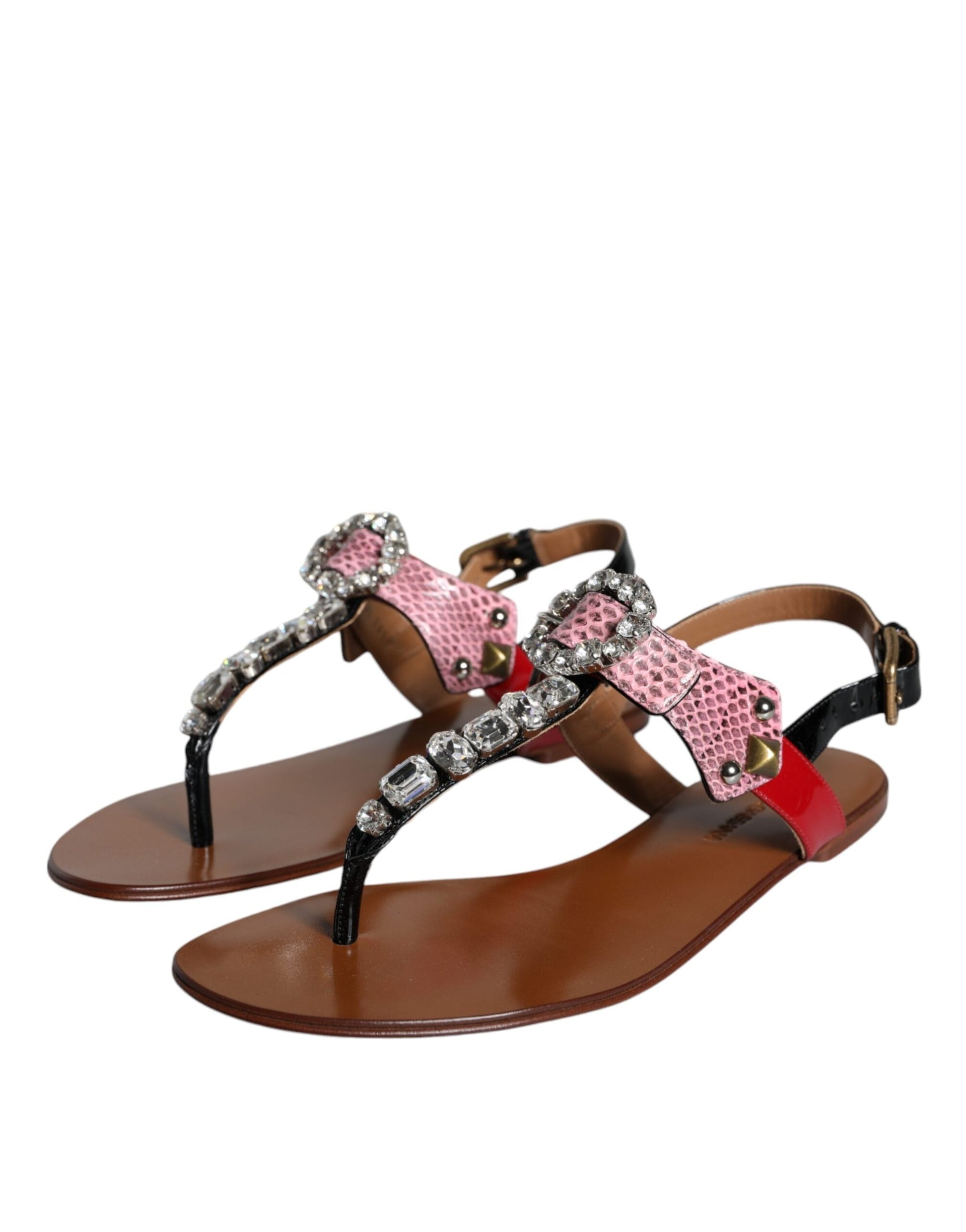 Dolce & Gabbana Multicolor Crystal Sandals Flip Flops Shoes - EU38.5/US7.5