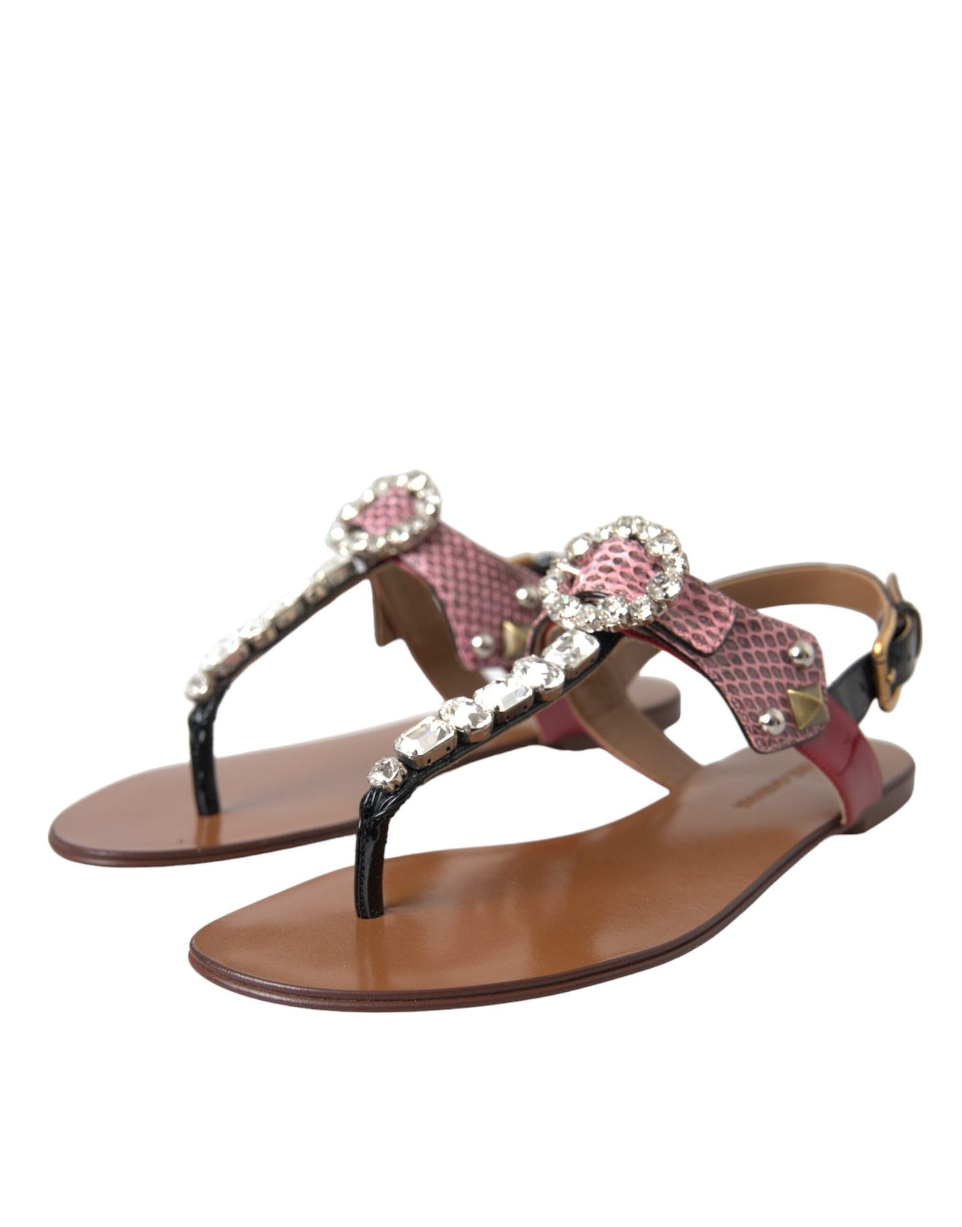 Dolce & Gabbana Multicolor Crystal Sandals Flip Flops Shoes - EU38/US7.5