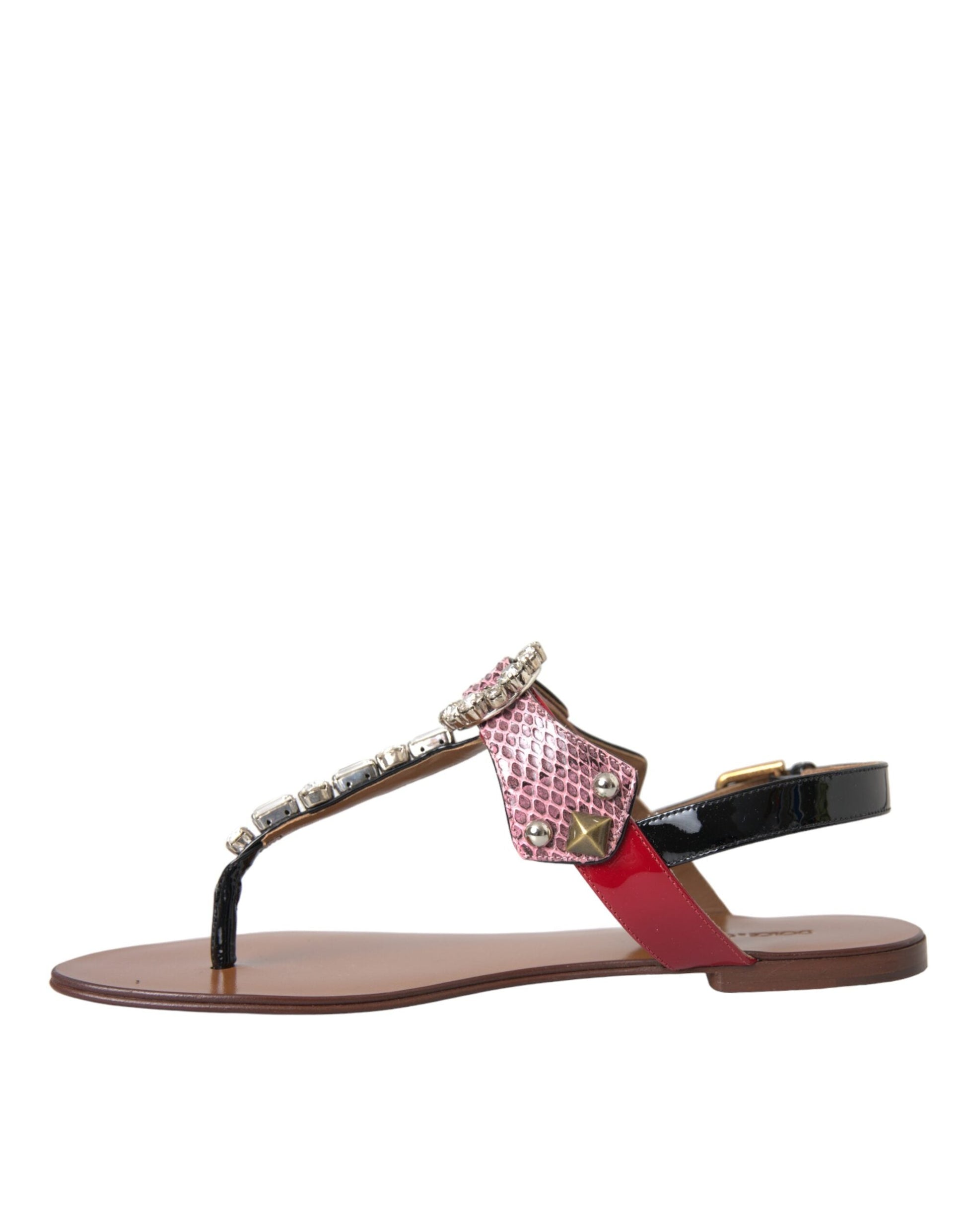 Dolce & Gabbana Multicolor Crystal Sandals Flip Flops Shoes - EU38/US7.5