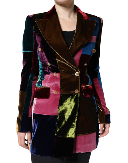 Dolce & Gabbana Multicolor Double Breasted Patchwork Blazer Jacket - IT40|S