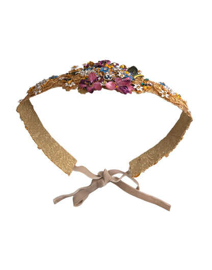 Dolce & Gabbana Multicolor Embellished Floral Crystal Wide Waist Belt - IT42|M