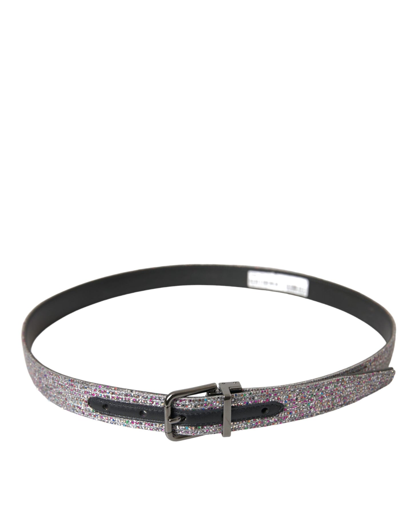 Dolce & Gabbana Multicolor Embellished Silver Metal Buckle Belt - 90 cm / 36 Inches